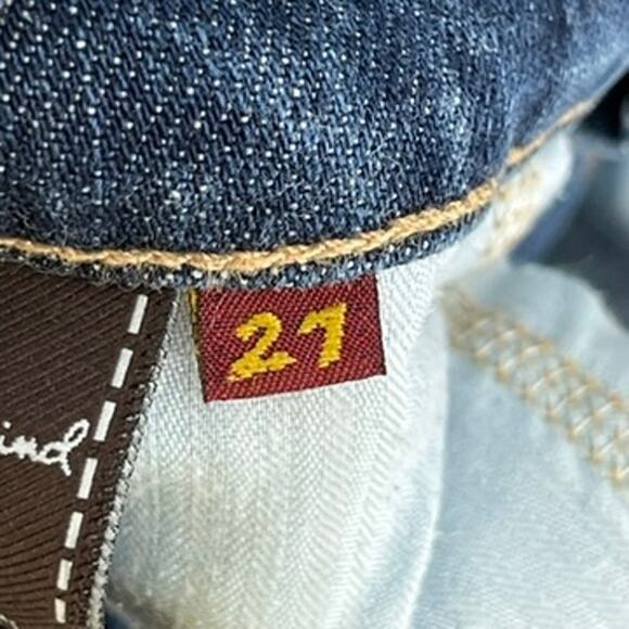 7 For All Mankind Dojo Jeans 27 Medium Blue wash Whiskering Frayed - Picture 7 of 9
